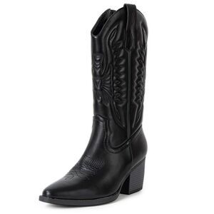 Alpine Swiss Sadie Womens Cowboy Boots Mid Calf Block Heel Western Cowgirl Boots